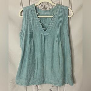 Artisan NY 100% Linen Sleeveless Blouse | Size Small | Light Blue